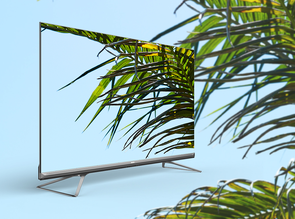 ULED 8K TV with palm tree on screen