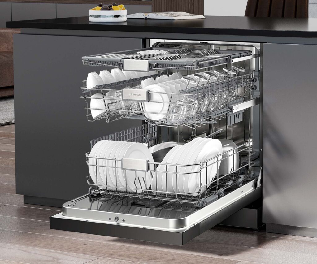Black Steel Dishwasher with 15 Place Settings - Hisense Australia
